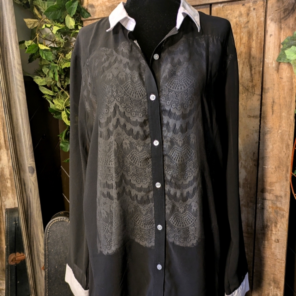 Spanner Sheer blouse With Liner.     Sz med.